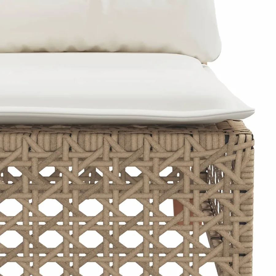Canapé d'angle de jardin avec coussins beige résine tressée - 7