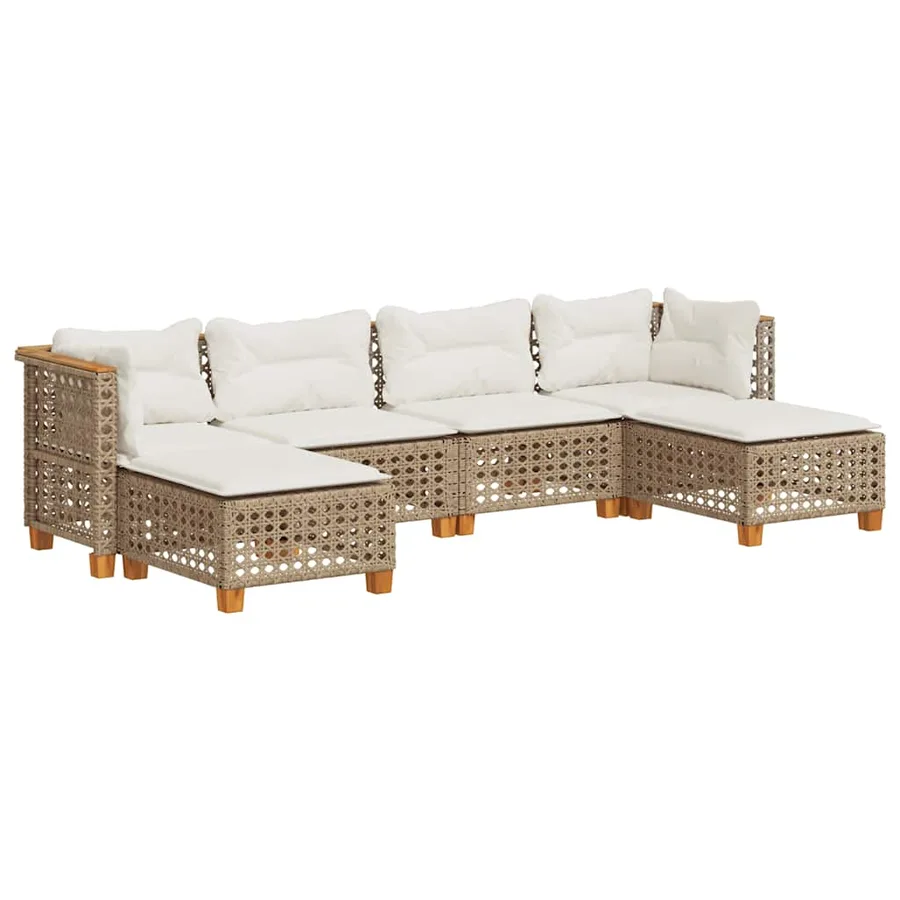 Salon de jardin avec coussins 6 pcs beige résine tressée - 2