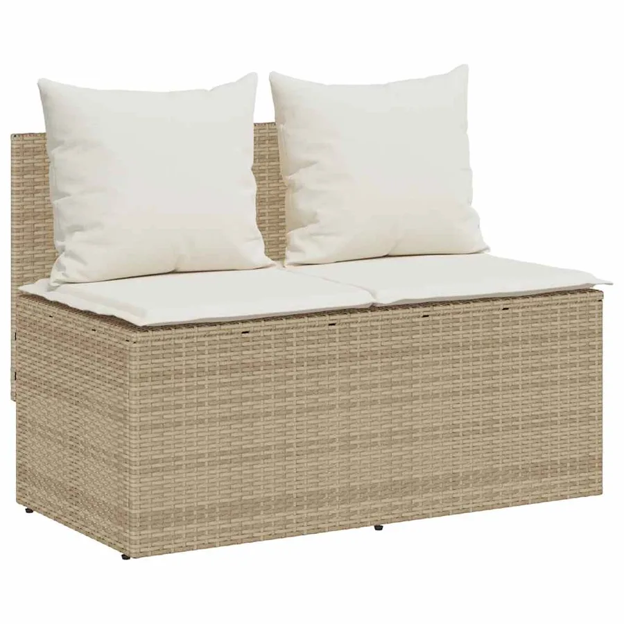 Ensemble à manger de jardin et coussins 3 pcs Beige poly rotin - 4