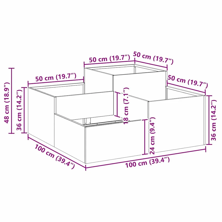 Cache-pot de jardin Argent 100 x 100 x 48 cm Acier inoxydable - 12