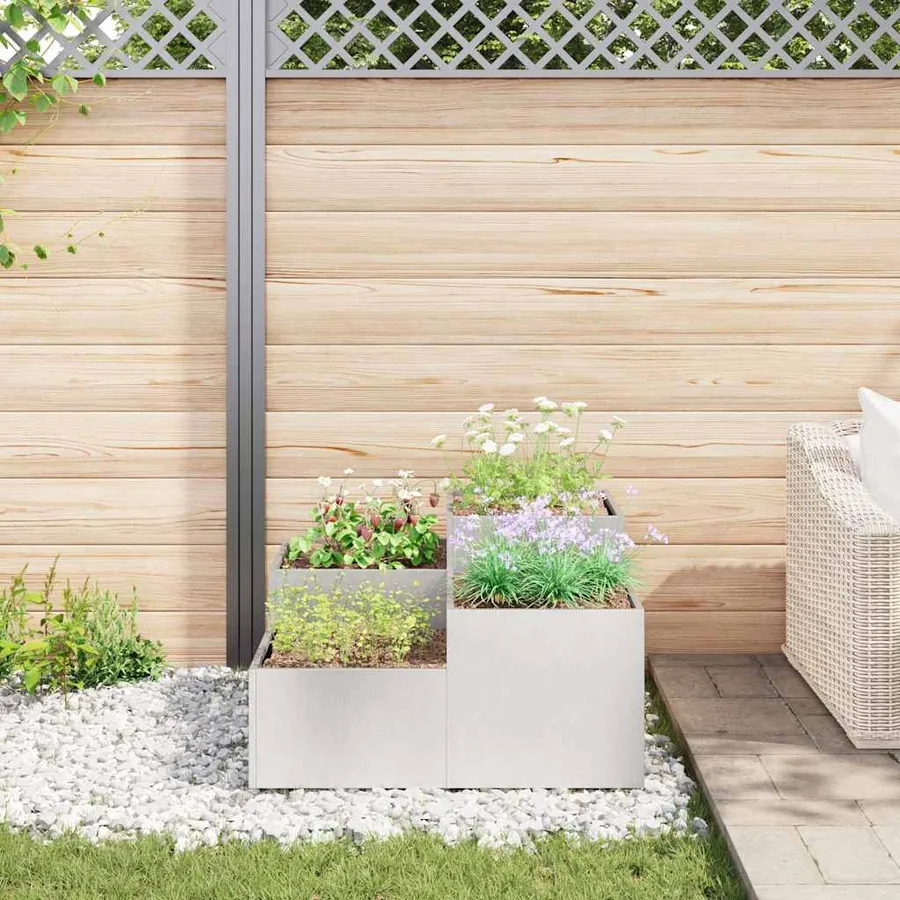 Cache-pot de jardin Argent 100 x 100 x 48 cm Acier inoxydable - 4