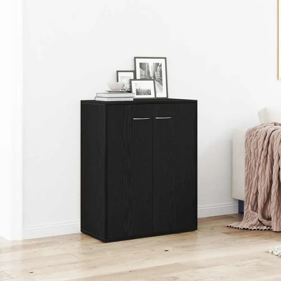 Buffet en chêne noir 60x30x75 cm bois d'ingénierie