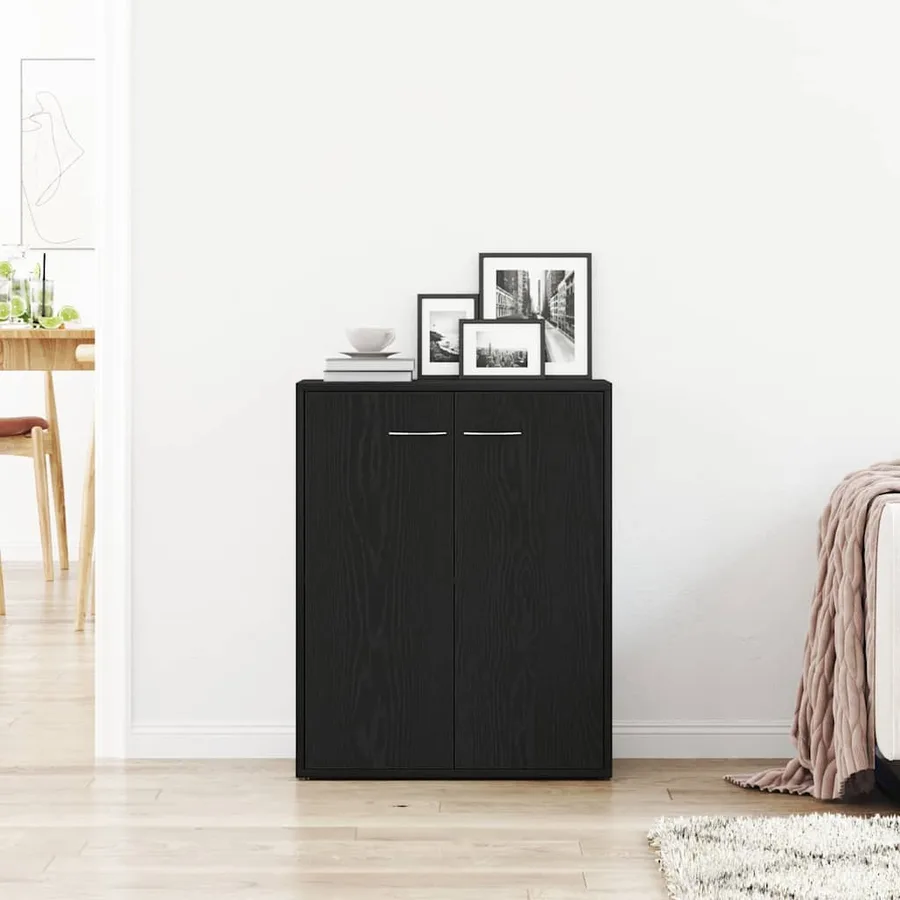 Buffet en chêne noir 60x30x75 cm bois d'ingénierie - 3