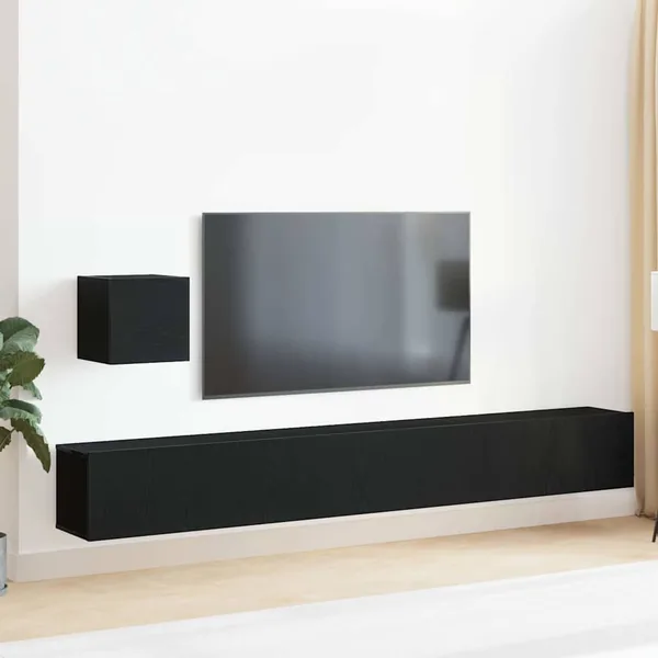 Ensemble meuble TV Montage mural Chêne noir Bois d'ingénierie