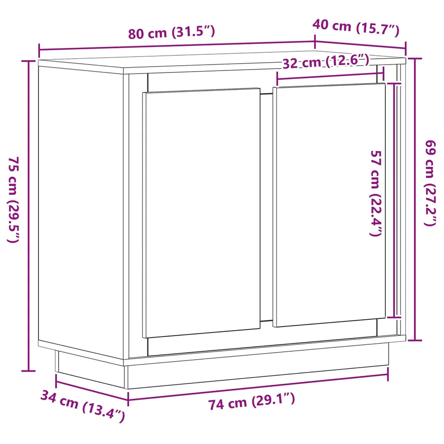 Buffet Chêne artisanal 80 x 40 x 75 cm Bois d'ingénierie - 13