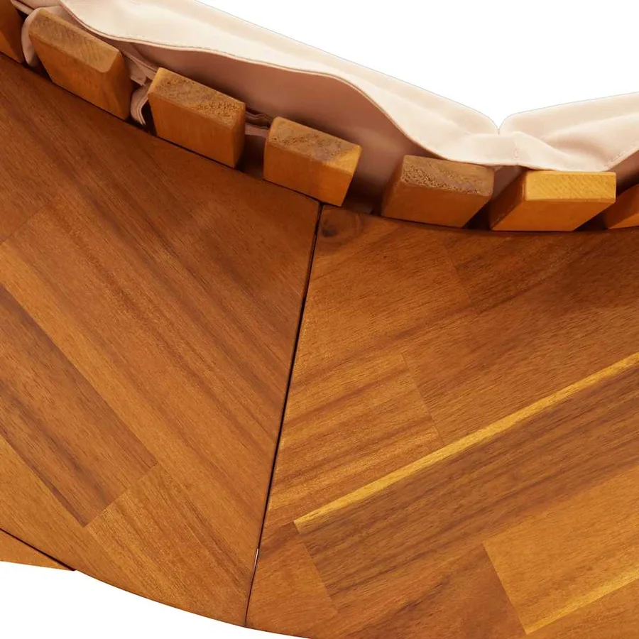 Chaise longue à bascule avec coussin en bois massif d'acacia - 7