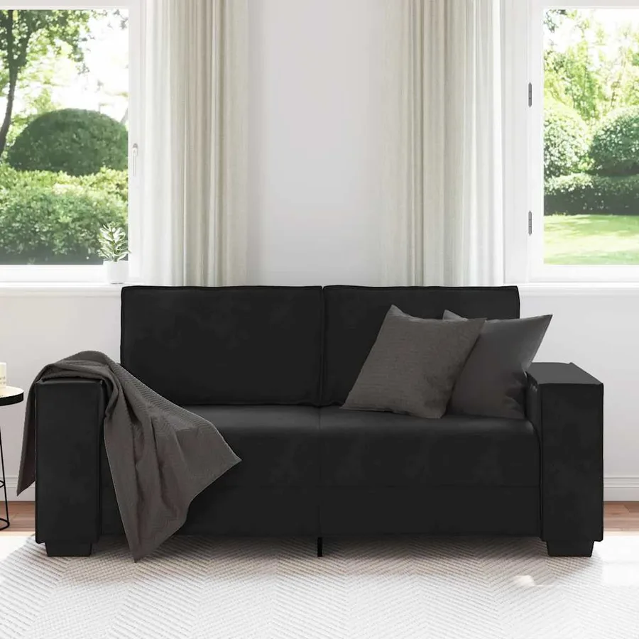 Canapé 2 places velours noir 180 x 78 x 84 cm - 3