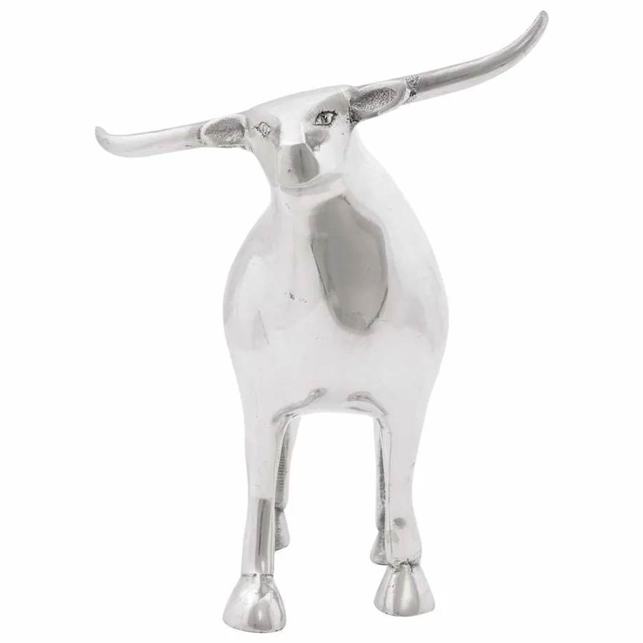 Sculpture de taureau Argenté 20 x 17 x 23 cm Aluminium - 2