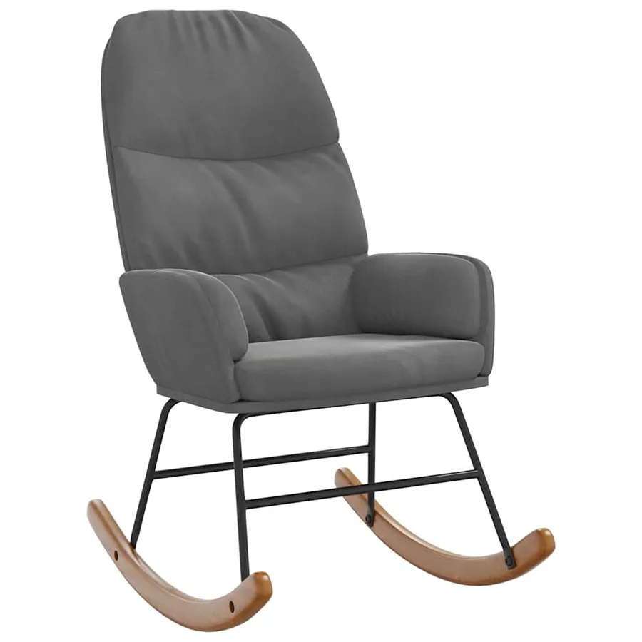 Fauteuil à bascule velours gris foncé - 2