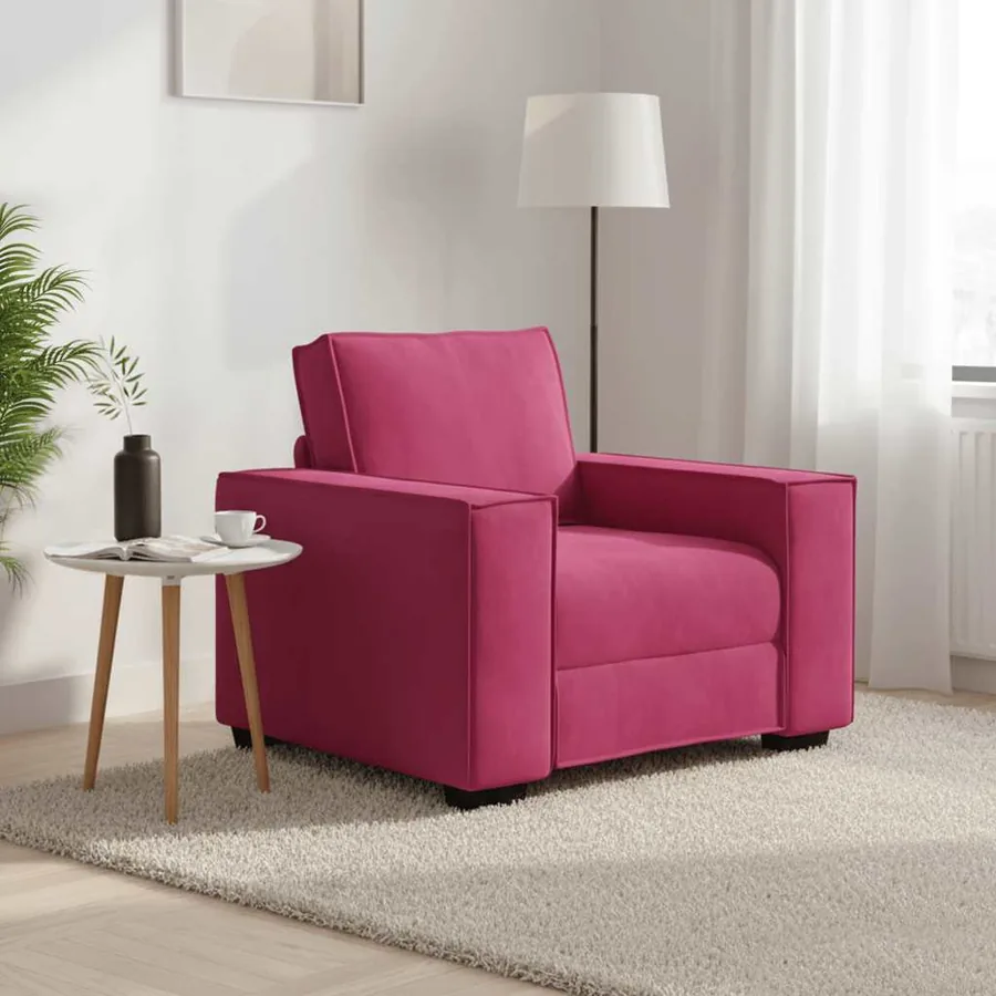 Fauteuil canapé rouge bordeaux 100x78x84 cm velours