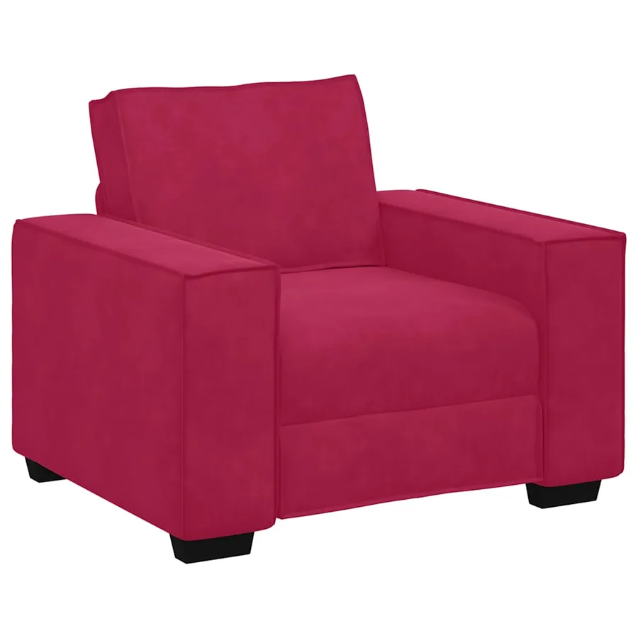 Fauteuil canapé rouge bordeaux 100x78x84 cm velours - 2