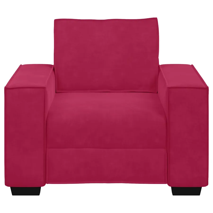 Fauteuil canapé rouge bordeaux 100x78x84 cm velours - 4