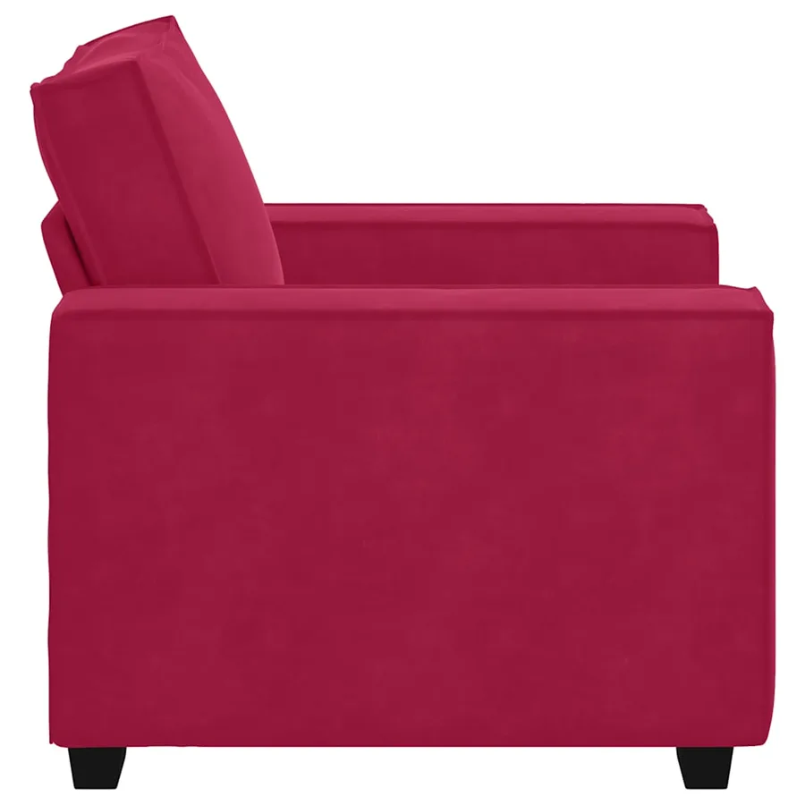 Fauteuil canapé rouge bordeaux 100x78x84 cm velours - 5