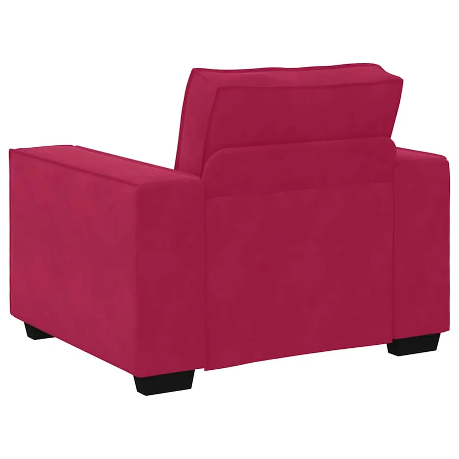 Fauteuil canapé rouge bordeaux 100x78x84 cm velours - 6