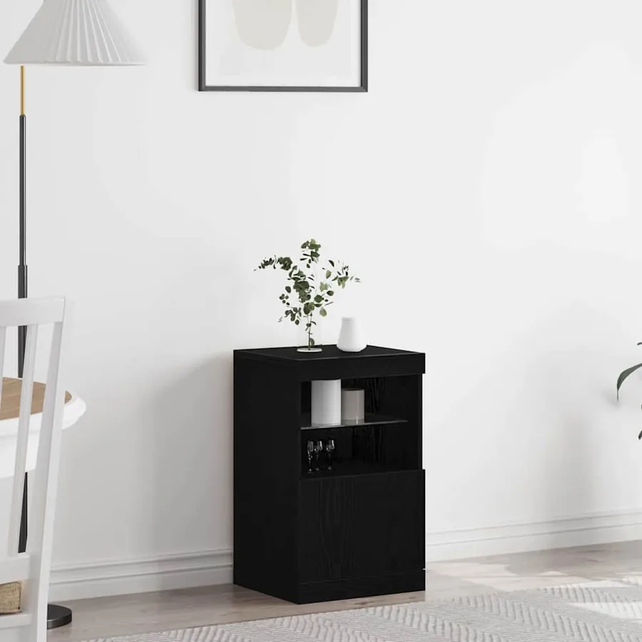 Buffet LED Chêne noir 41 x 37 x 67 cm Bois d'ingénierie