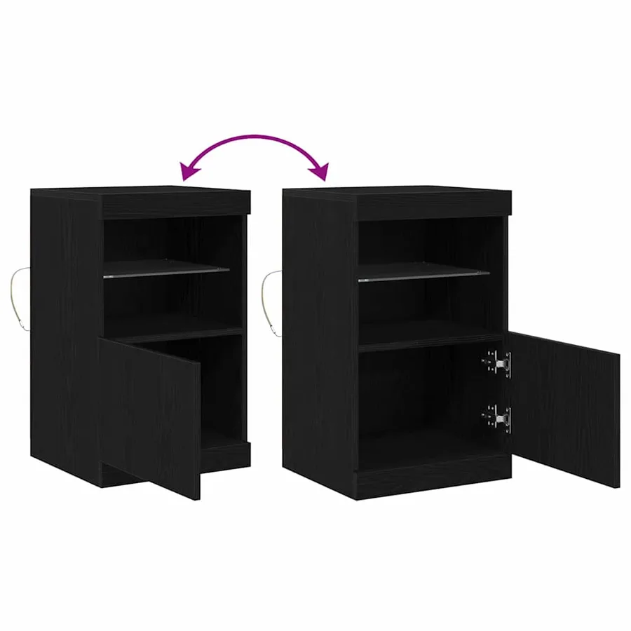 Buffet LED Chêne noir 41 x 37 x 67 cm Bois d'ingénierie - 13