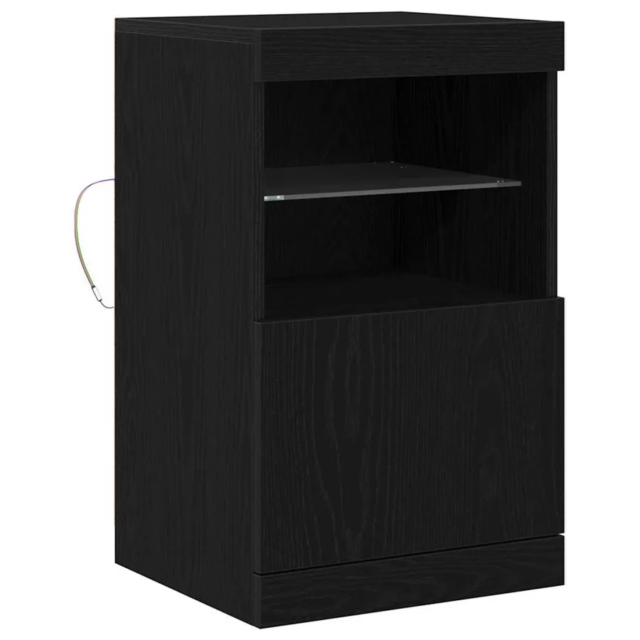 Buffet LED Chêne noir 41 x 37 x 67 cm Bois d'ingénierie - 2