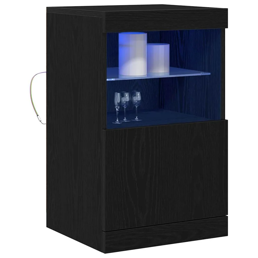 Buffet LED Chêne noir 41 x 37 x 67 cm Bois d'ingénierie - 3