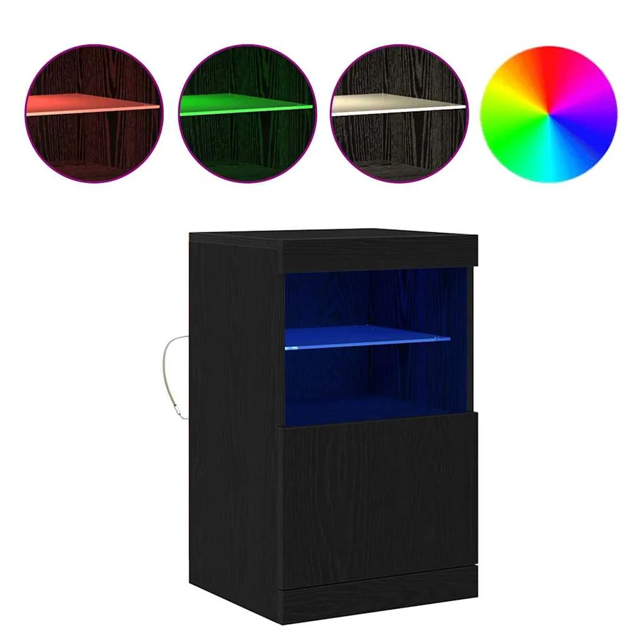 Buffet LED Chêne noir 41 x 37 x 67 cm Bois d'ingénierie - 4