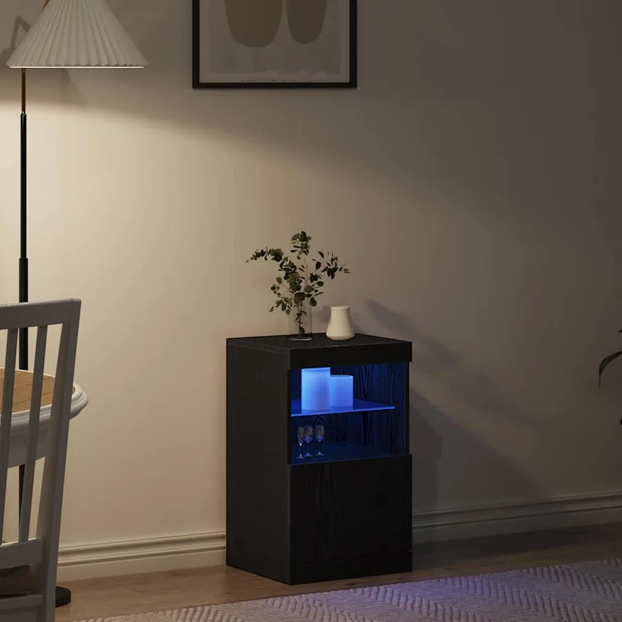Buffet LED Chêne noir 41 x 37 x 67 cm Bois d'ingénierie - 5