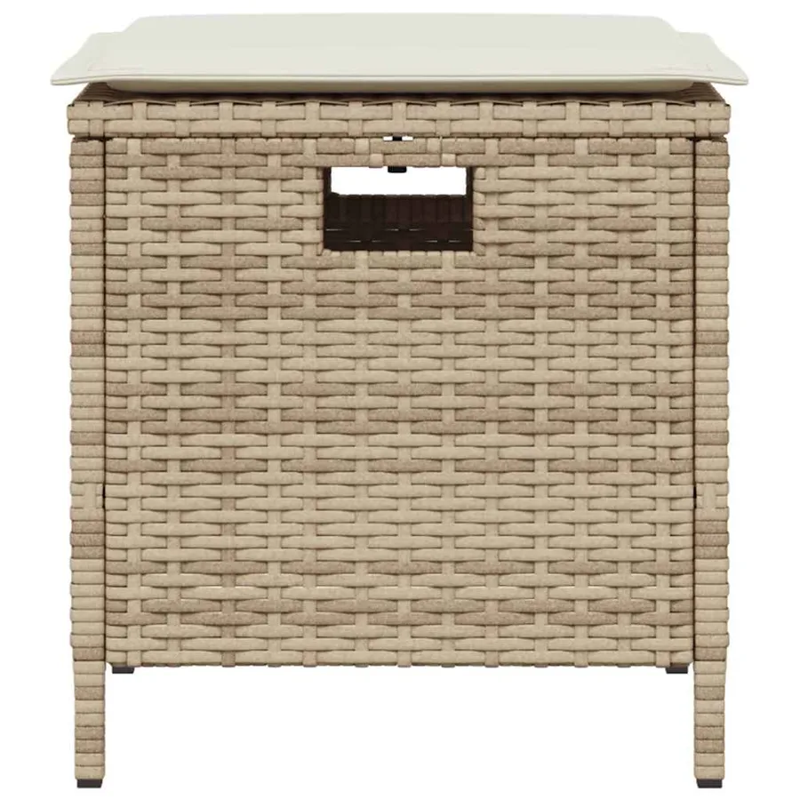 Ensemble à manger de jardin avec coussins 5pcs Beige poly rotin - 3