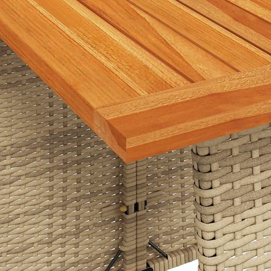 Ensemble à manger de jardin avec coussins 5pcs Beige poly rotin - 6