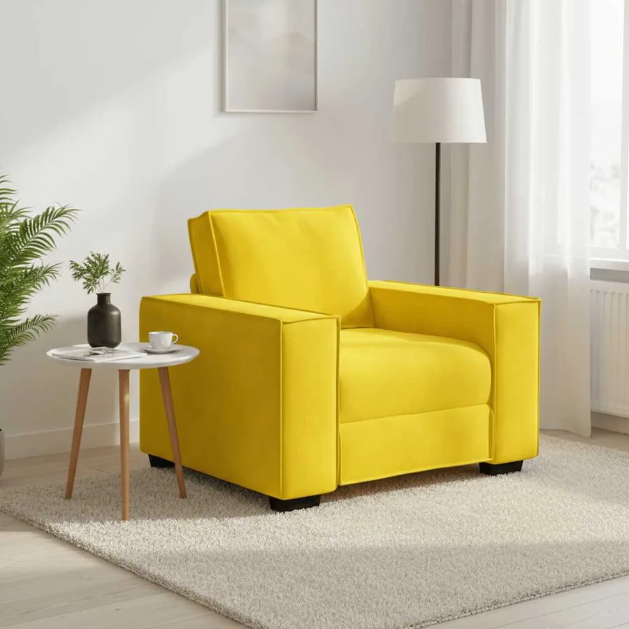 Fauteuil canapé jaune 100x78x84 cm velours