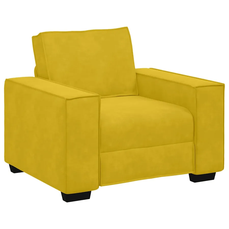 Fauteuil canapé jaune 100x78x84 cm velours - 2
