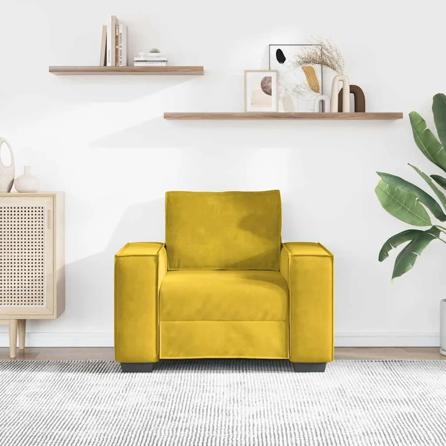 Fauteuil canapé jaune 100x78x84 cm velours - 3
