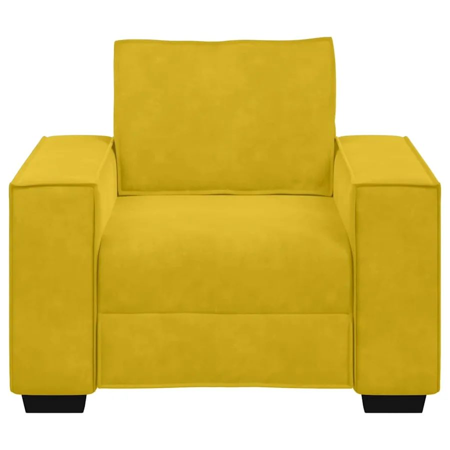Fauteuil canapé jaune 100x78x84 cm velours - 4