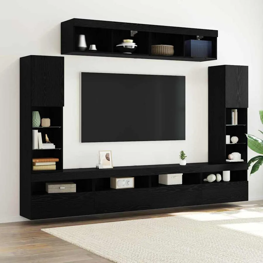 Ensemble meuble TV 6 pcs Chêne noir Bois d'ingénierie