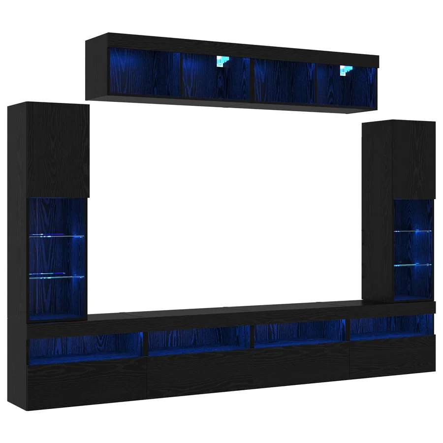 Ensemble meuble TV 6 pcs Chêne noir Bois d'ingénierie - 2