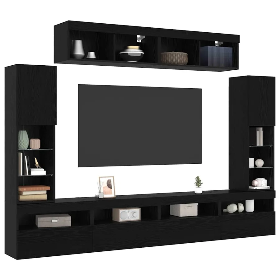 Ensemble meuble TV 6 pcs Chêne noir Bois d'ingénierie - 3