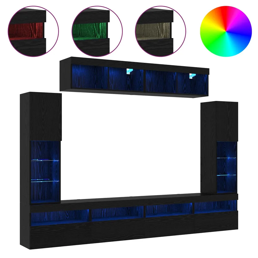 Ensemble meuble TV 6 pcs Chêne noir Bois d'ingénierie - 4