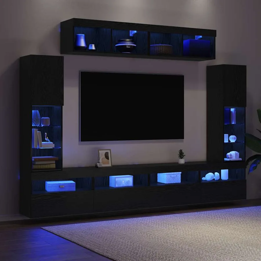 Ensemble meuble TV 6 pcs Chêne noir Bois d'ingénierie - 5