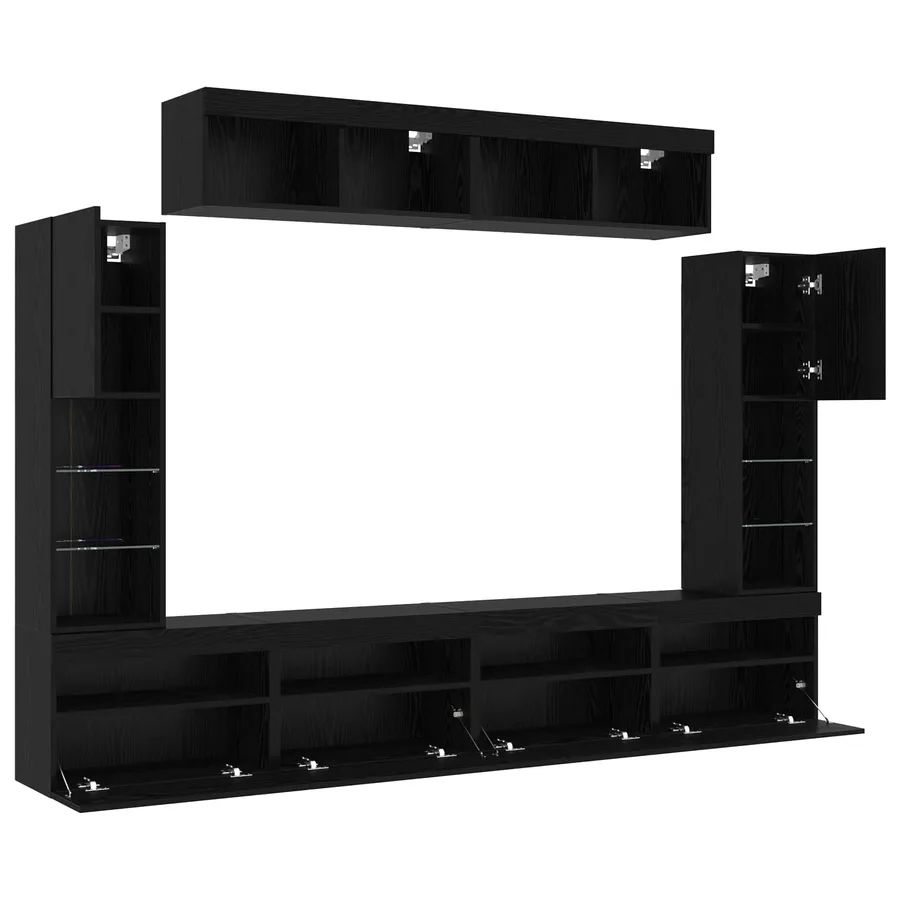 Ensemble meuble TV 6 pcs Chêne noir Bois d'ingénierie - 6