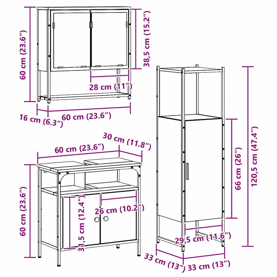 Ensemble de mobilier de salle de bain 3 pc Marron - 14