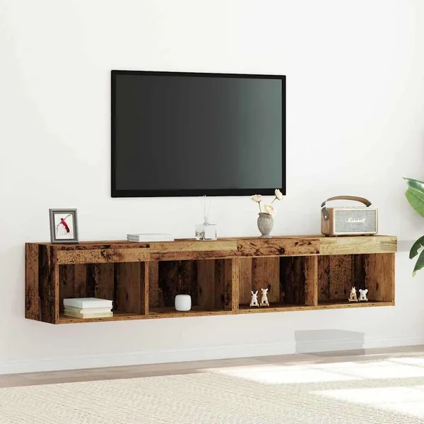 Ensemble meuble TV avec LED 2 pcs Bois ancien 80 x 30 x 30 cm