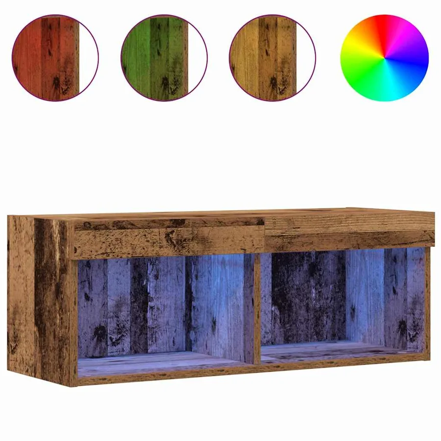 Ensemble meuble TV avec LED 2 pcs Bois ancien 80 x 30 x 30 cm - 4