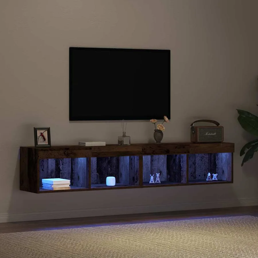 Ensemble meuble TV avec LED 2 pcs Bois ancien 80 x 30 x 30 cm - 6