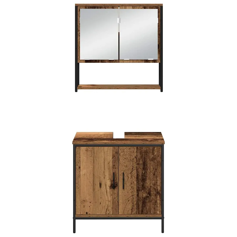Ensemble de mobilier de salle de bain avec porte 4 pcs Marron - 8