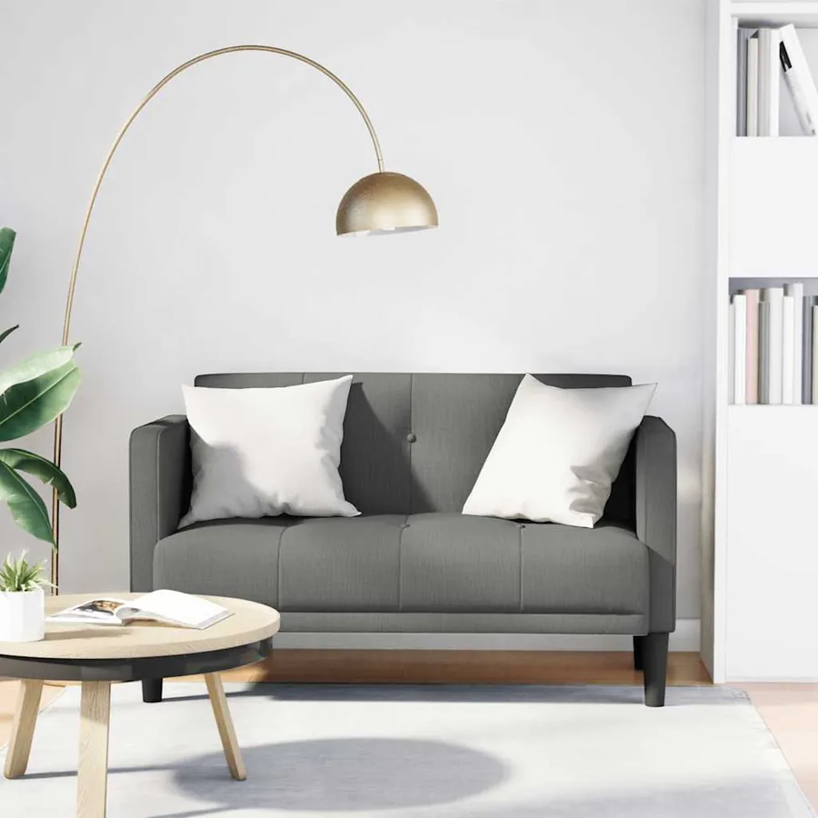 Canapé deux places gris foncé 111 cm en tissu