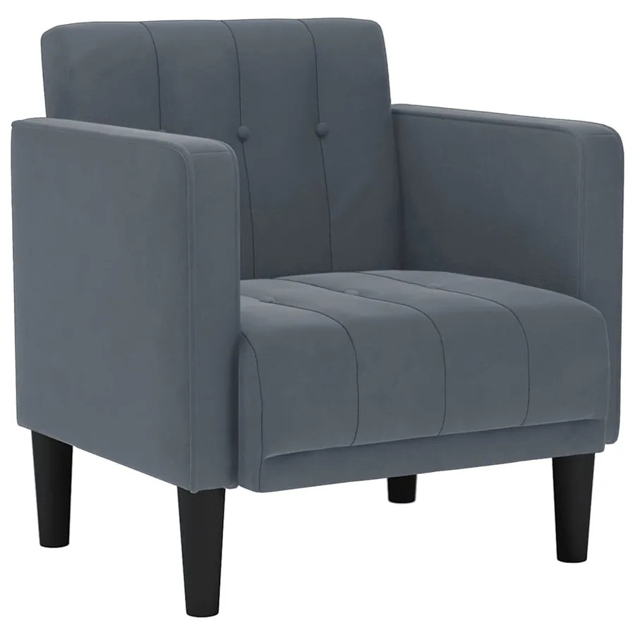 Fauteuil avec accoudoirs velours gris foncé 53 cm - 2