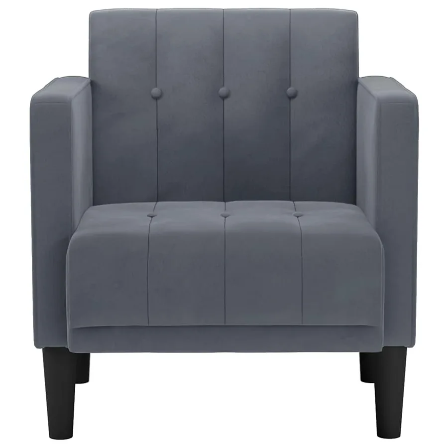Fauteuil avec accoudoirs velours gris foncé 53 cm - 3