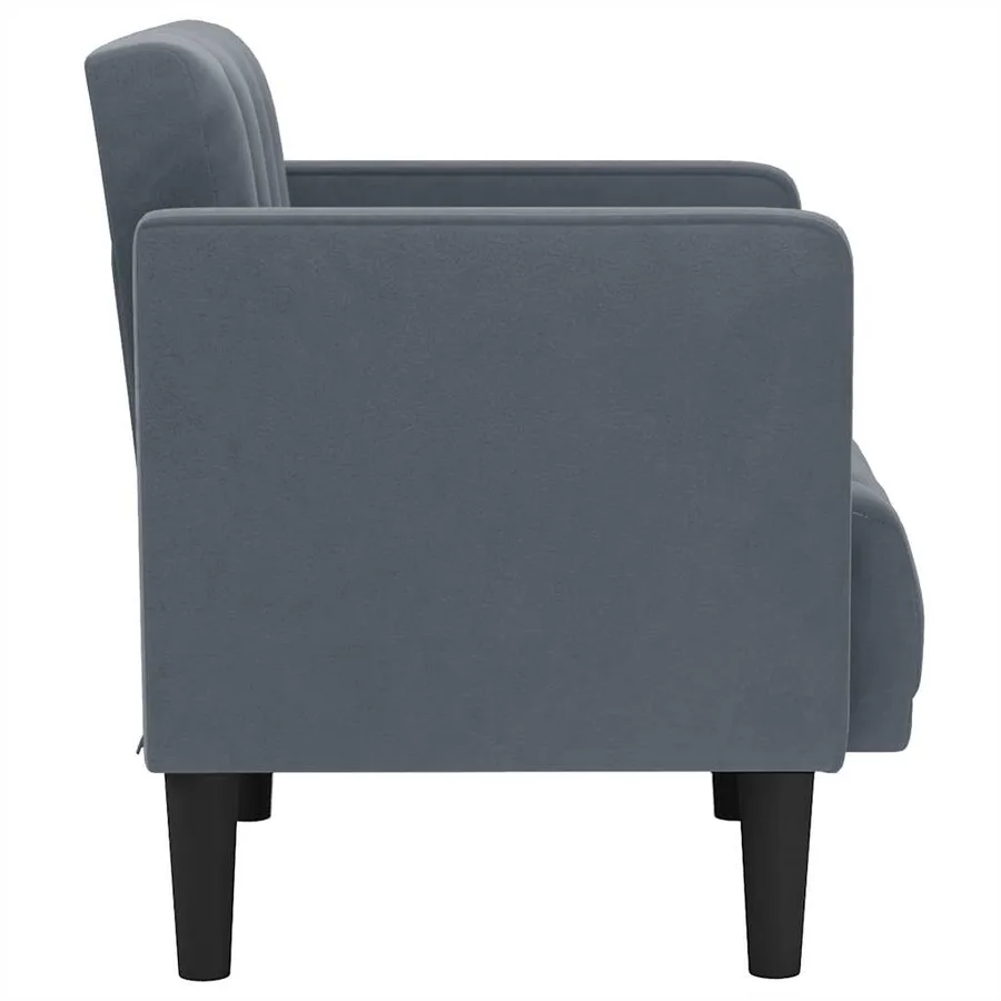 Fauteuil avec accoudoirs velours gris foncé 53 cm - 4