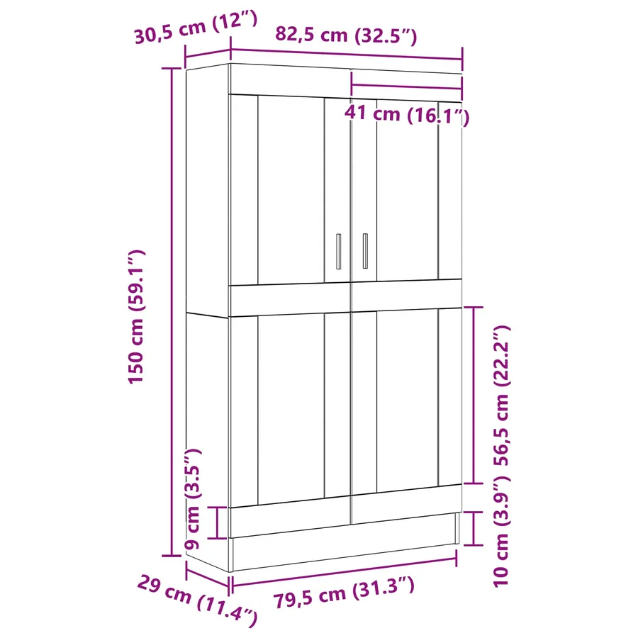 Bibliothèque Chêne noir 82,5 x 30,5 x 150 cm Bois d'ingénierie - 12