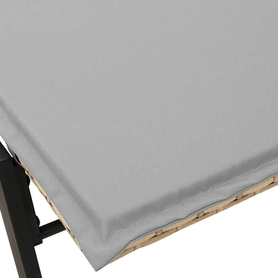 Chaise longue avec coussin beige résine tressée - 10