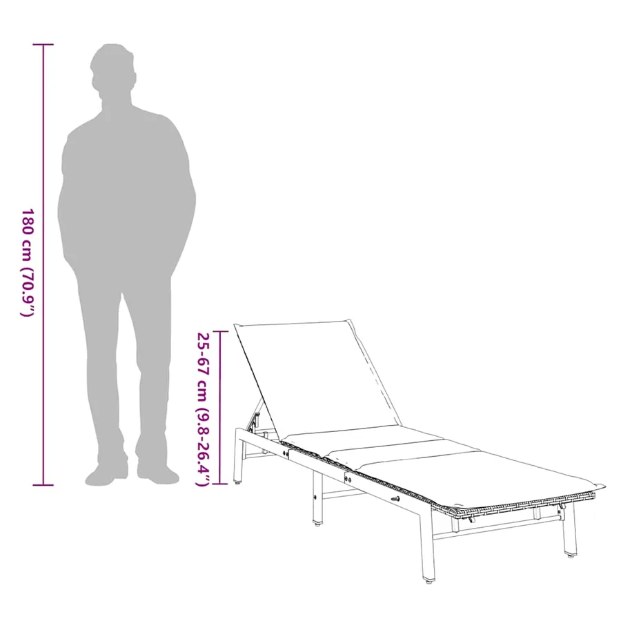 Chaise longue avec coussin beige résine tressée - 13