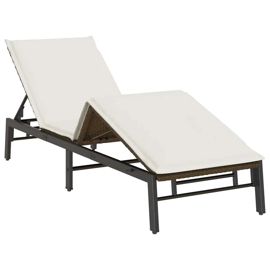 Chaise longue avec coussin marron résine tressée - 5