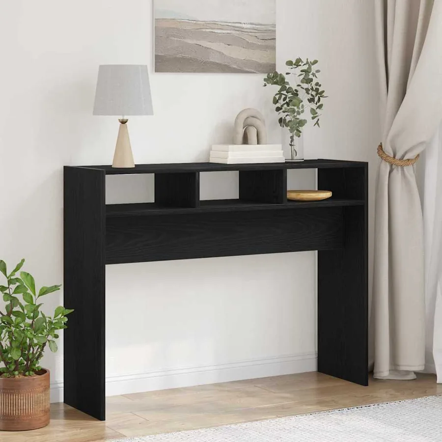 Table console Chêne noir 105 x 30 x 80 cm Bois d'ingénierie